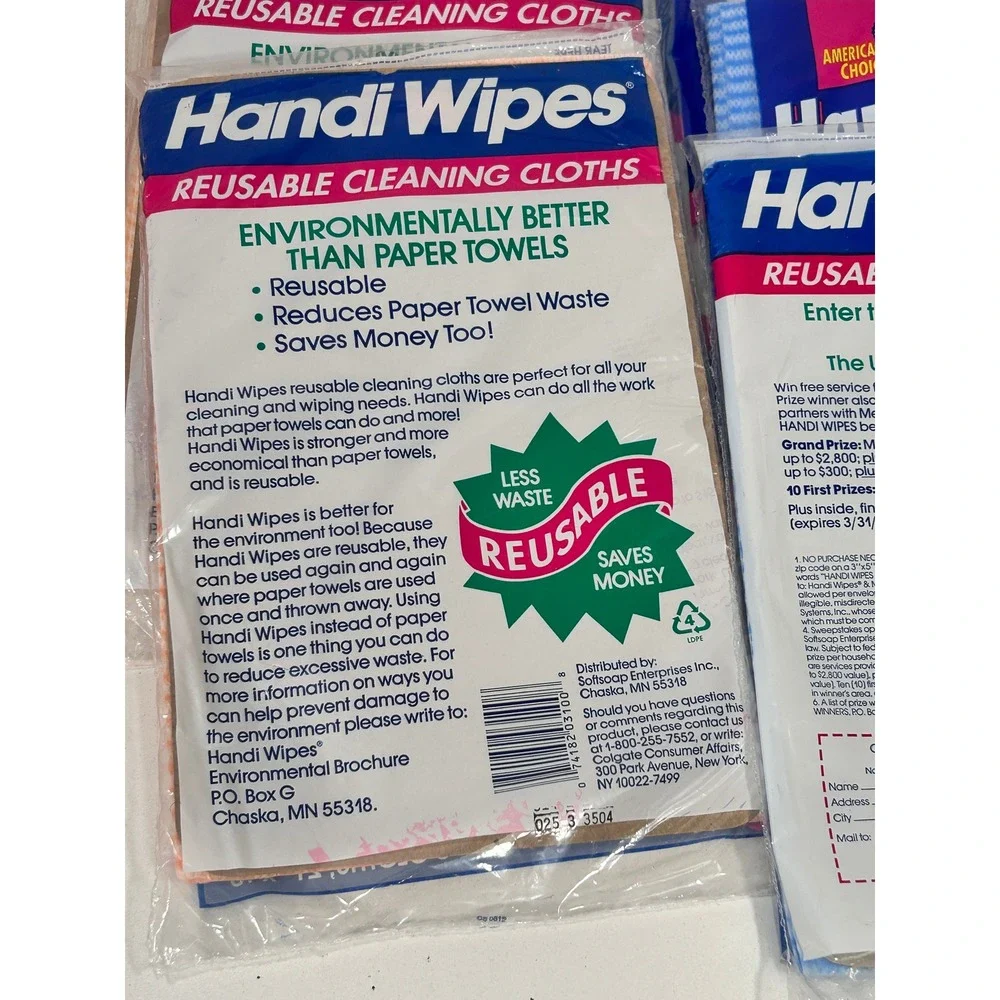 Handi Wipes Reusable Cleaning Cloths 21x13 Lot of 9 Packs Orange Blue Vintage